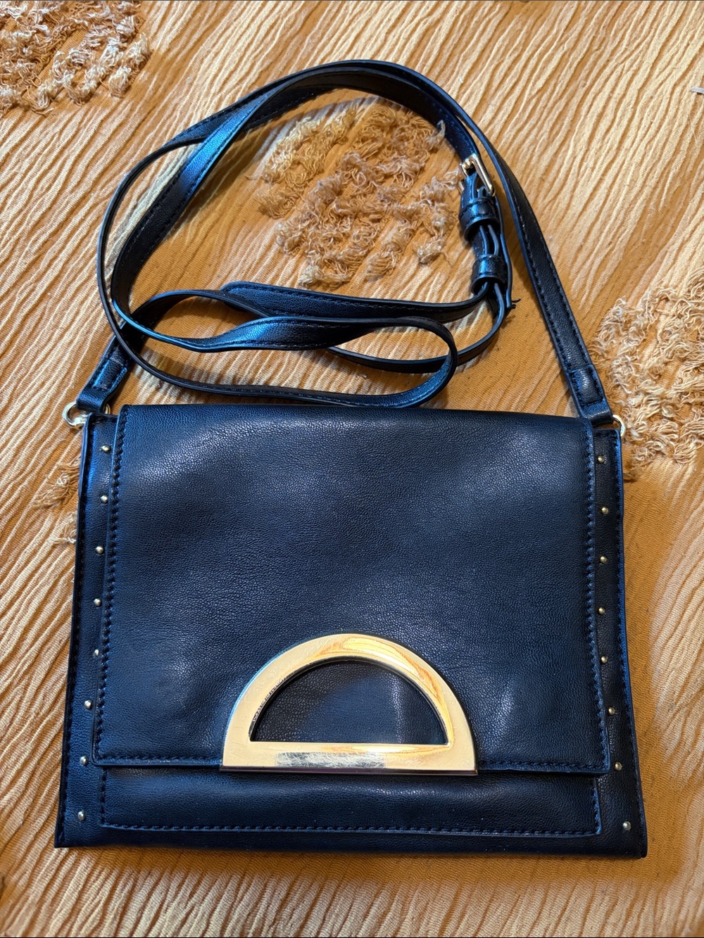 INC International Concepts Black Crossbody with Gold-Tone Accents